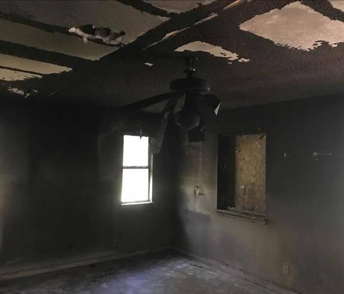 Black soot covering an entire room.